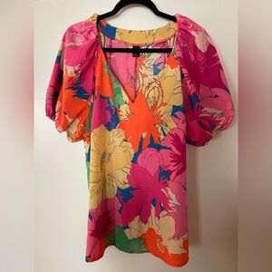 Vibrant Floral Puff Sleeve Blouse